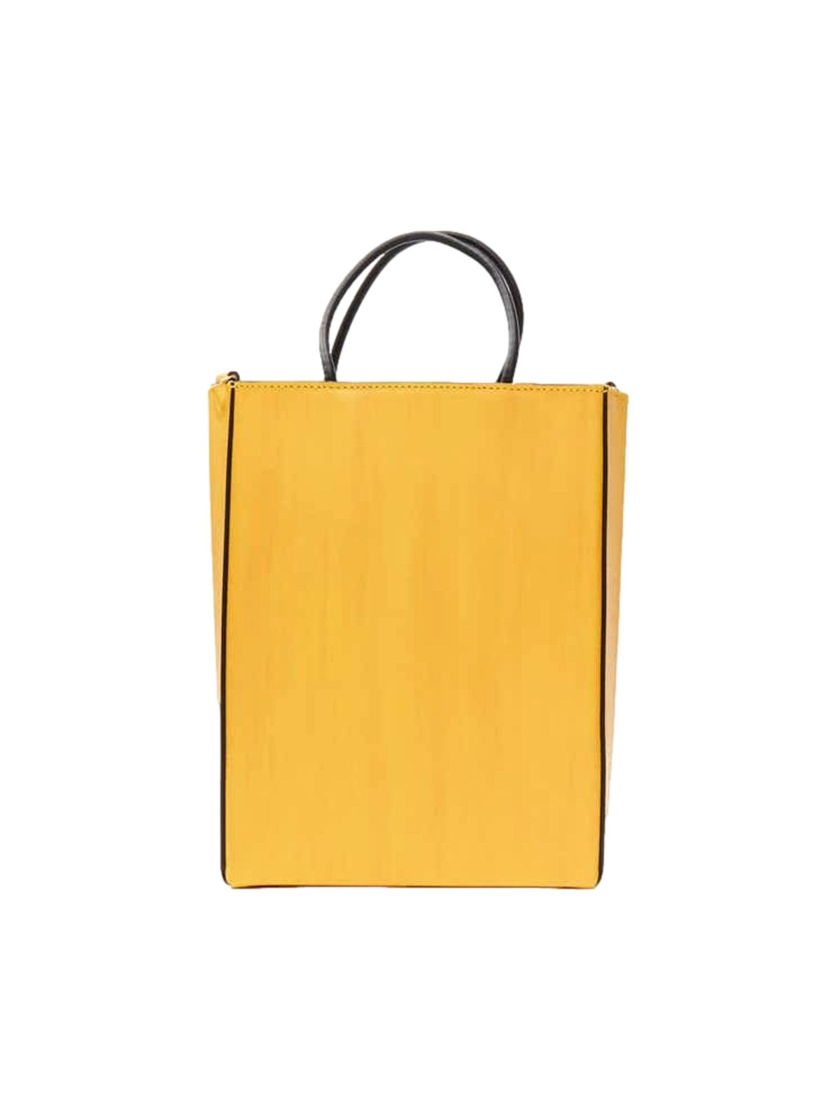 Fendi Roma 2Way Embossed Yellow Leather Crossbody Shopping Tote Bag