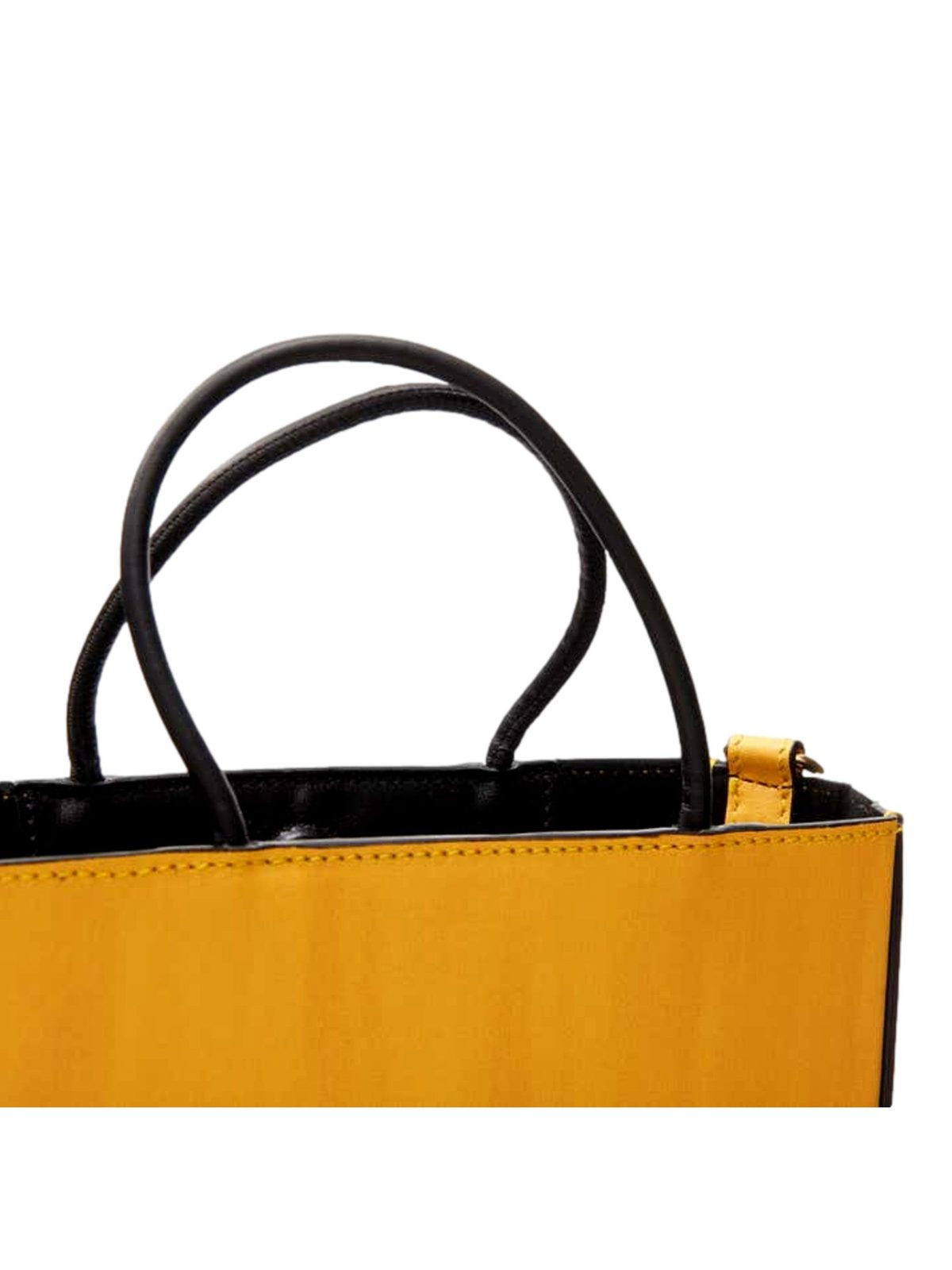 Fendi Roma 2Way Embossed Yellow Leather Crossbody Shopping Tote Bag