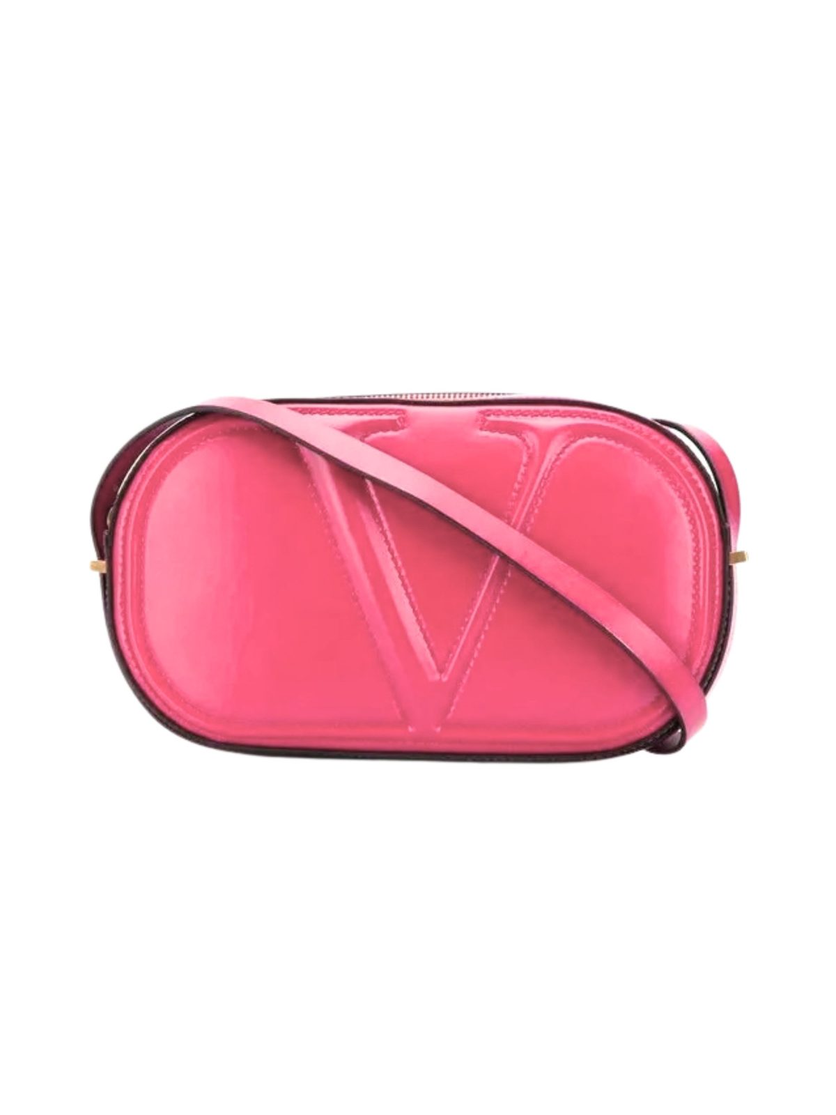Valentino Garavani VLogo Walk Crossbody Bag Pink Calf Leather Medium