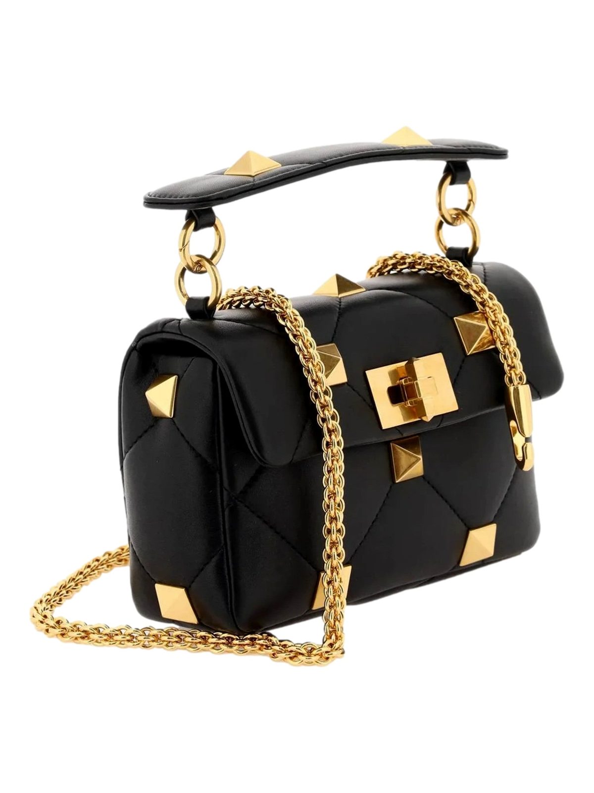 Valentino Garavani Roman Stud Small Crossbody Bag Black Nappa Leather