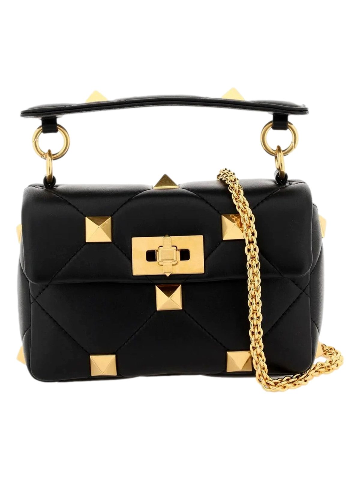 Valentino Garavani Roman Stud Small Crossbody Bag Black Nappa Leather