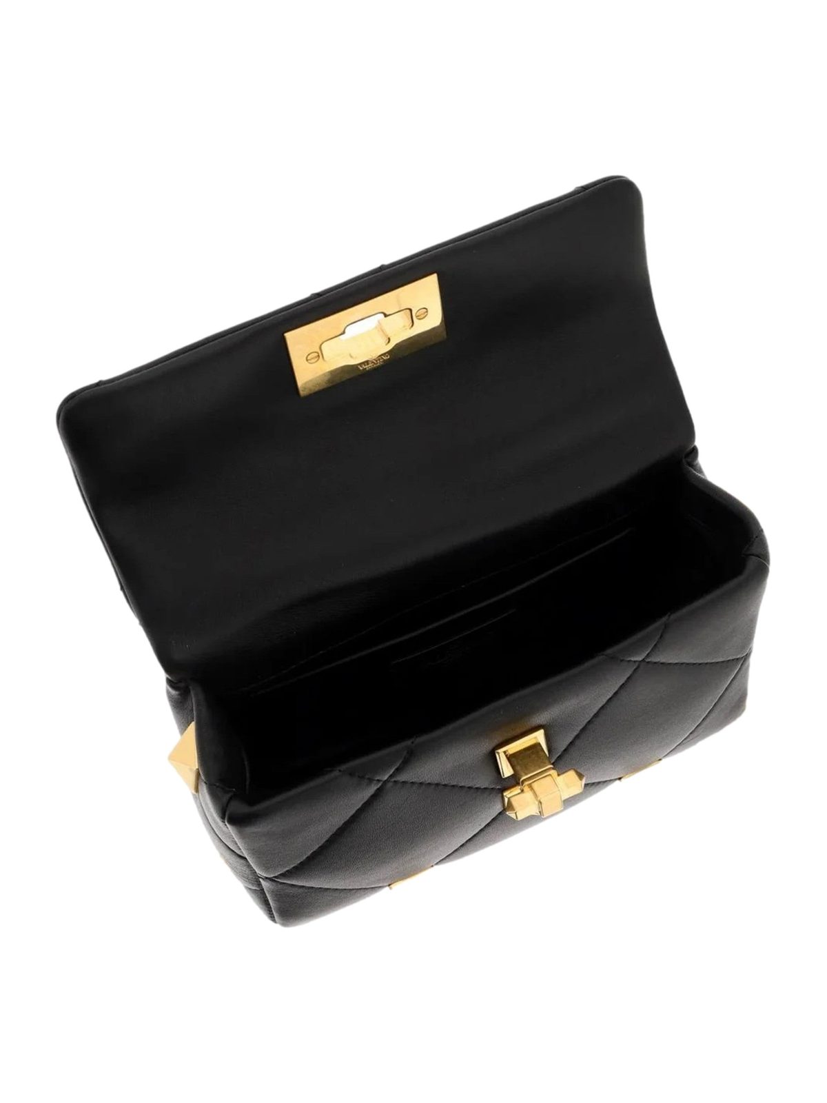 Valentino Garavani Roman Stud Small Crossbody Bag Black Nappa Leather