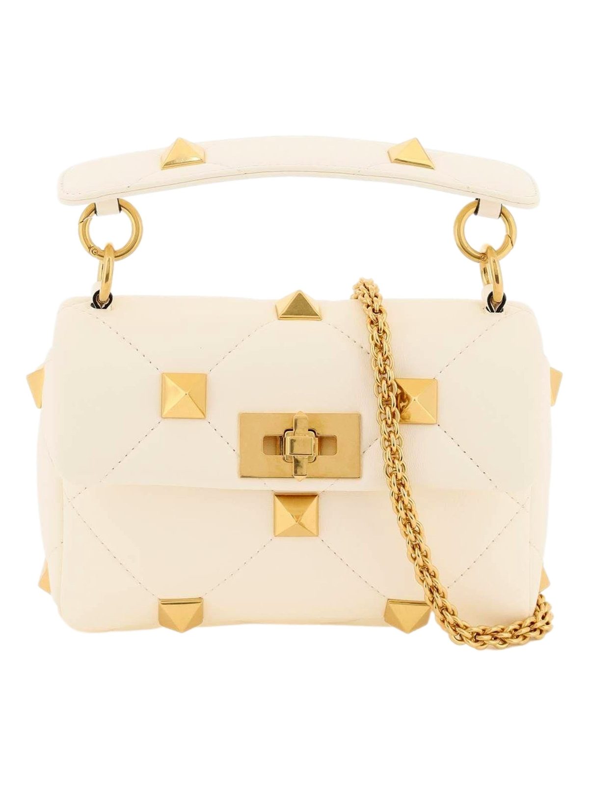 Valentino Garavani Roman Stud Small Crossbody Bag Ivory Nappa Leather