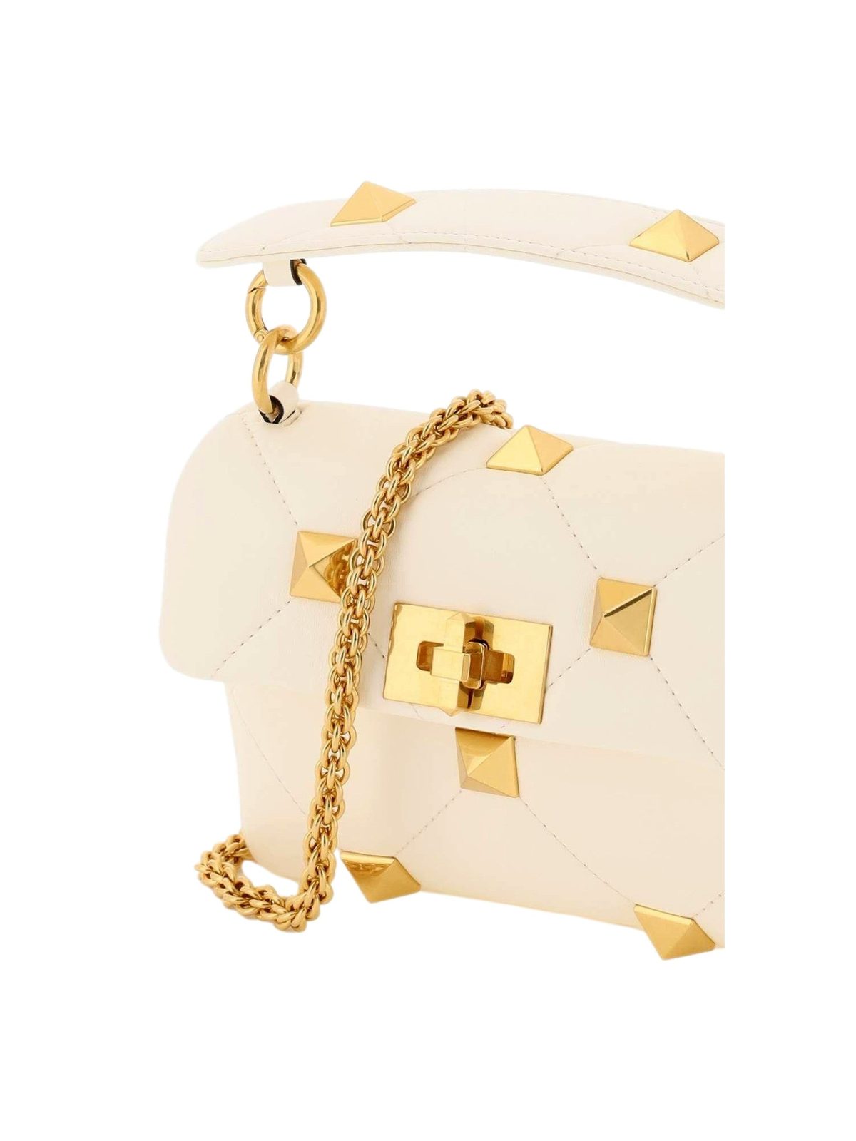 Valentino Garavani Roman Stud Small Crossbody Bag Ivory Nappa Leather