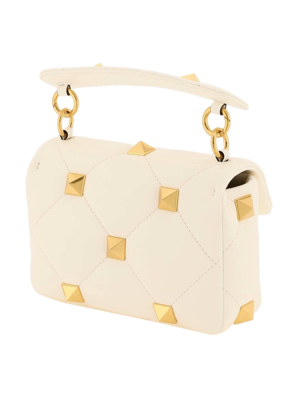 Valentino Garavani Roman Stud Small Crossbody Bag Ivory Nappa Leather