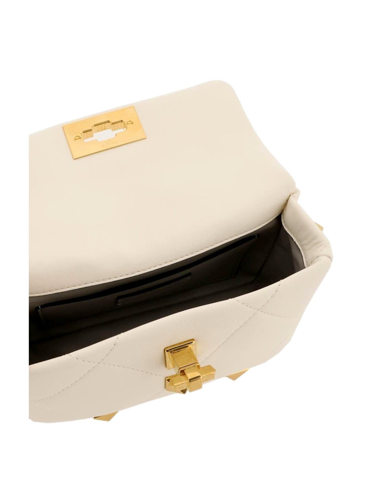 Valentino Garavani Roman Stud Small Crossbody Bag Ivory Nappa Leather