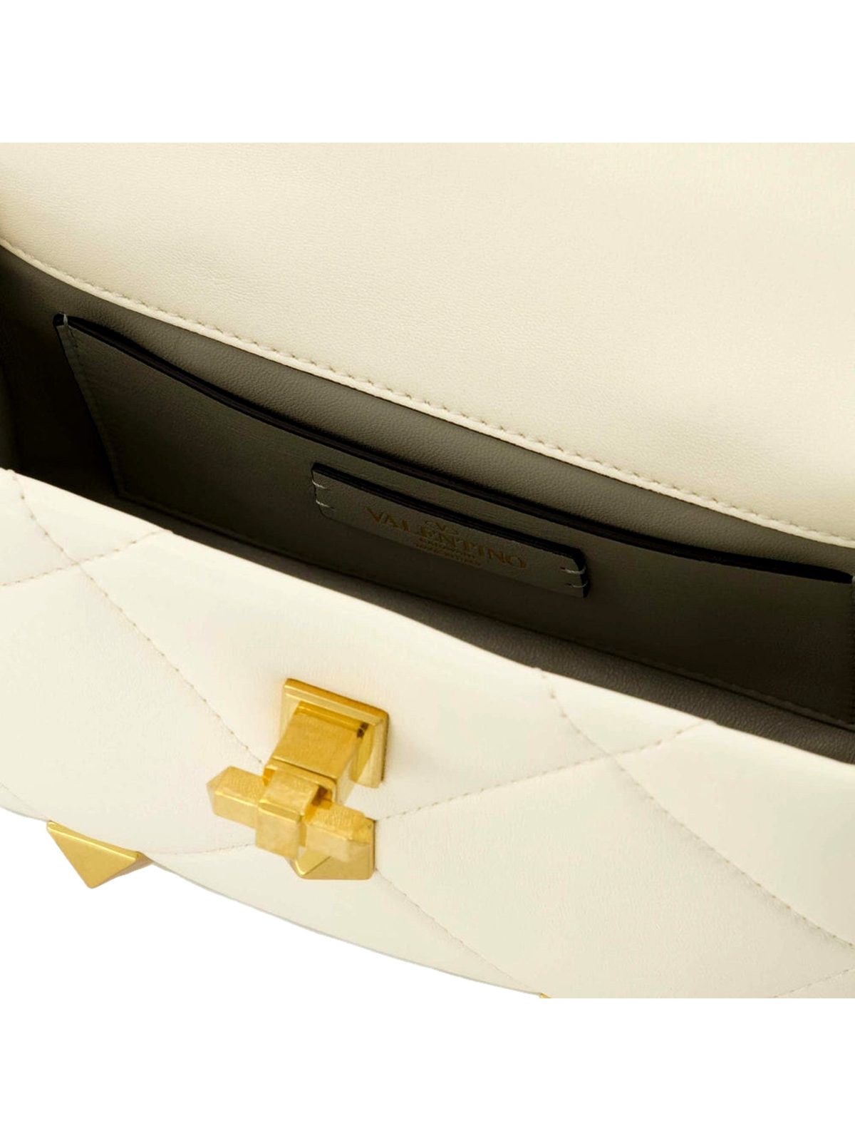 Valentino Garavani Roman Stud Small Crossbody Bag Ivory Nappa Leather