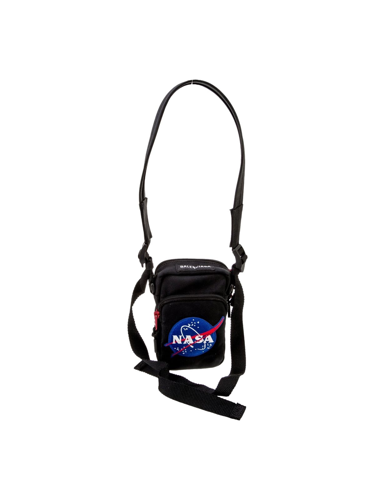 Balenciaga Nasa Logo Phone Holder Crossbody Bag Black Recycled Nylon