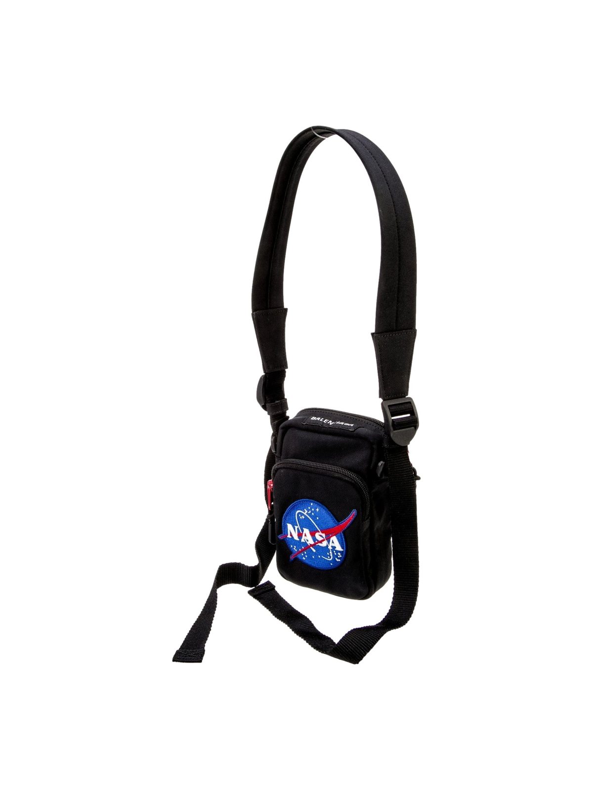 Balenciaga Nasa Logo Phone Holder Crossbody Bag Black Recycled Nylon