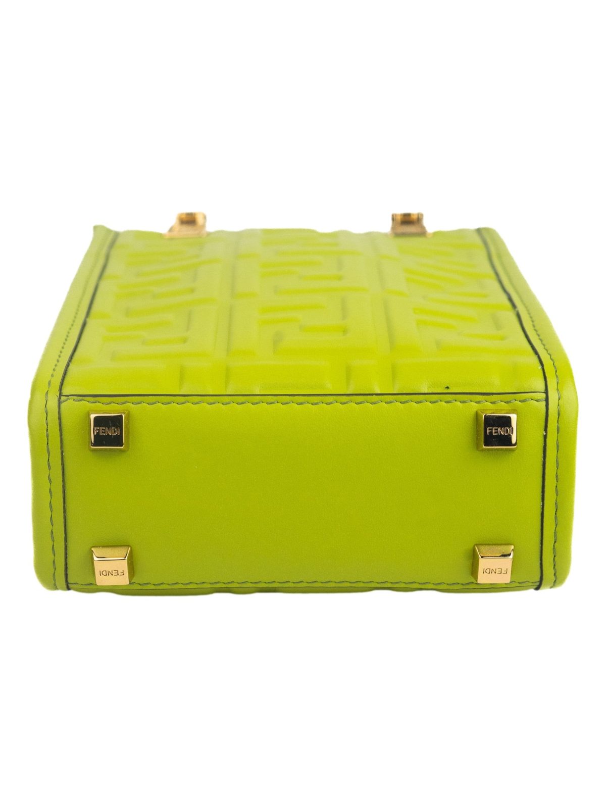 Fendi Mini Sunshine Shopper Tote Crossbody Wasabi Green Zucca Leather
