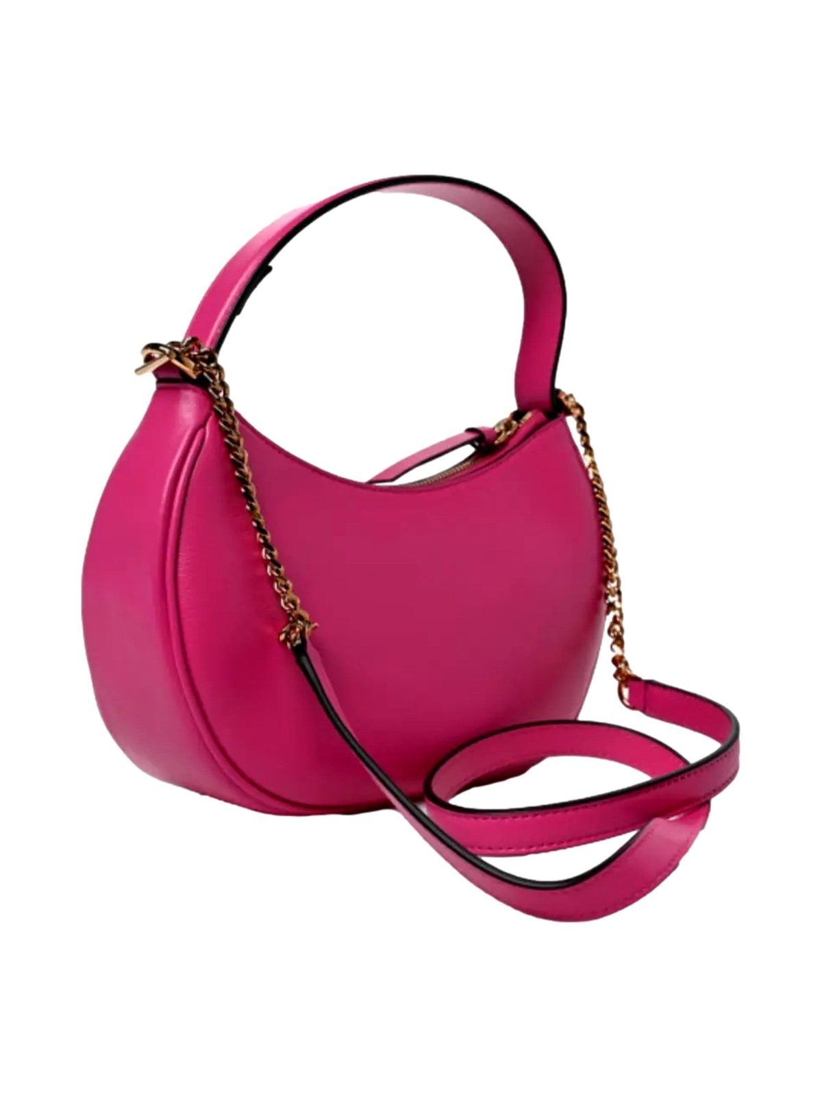 Versace La Medusa Pink Quilted Leather Half Moon Bag Gold Chain Crossbody