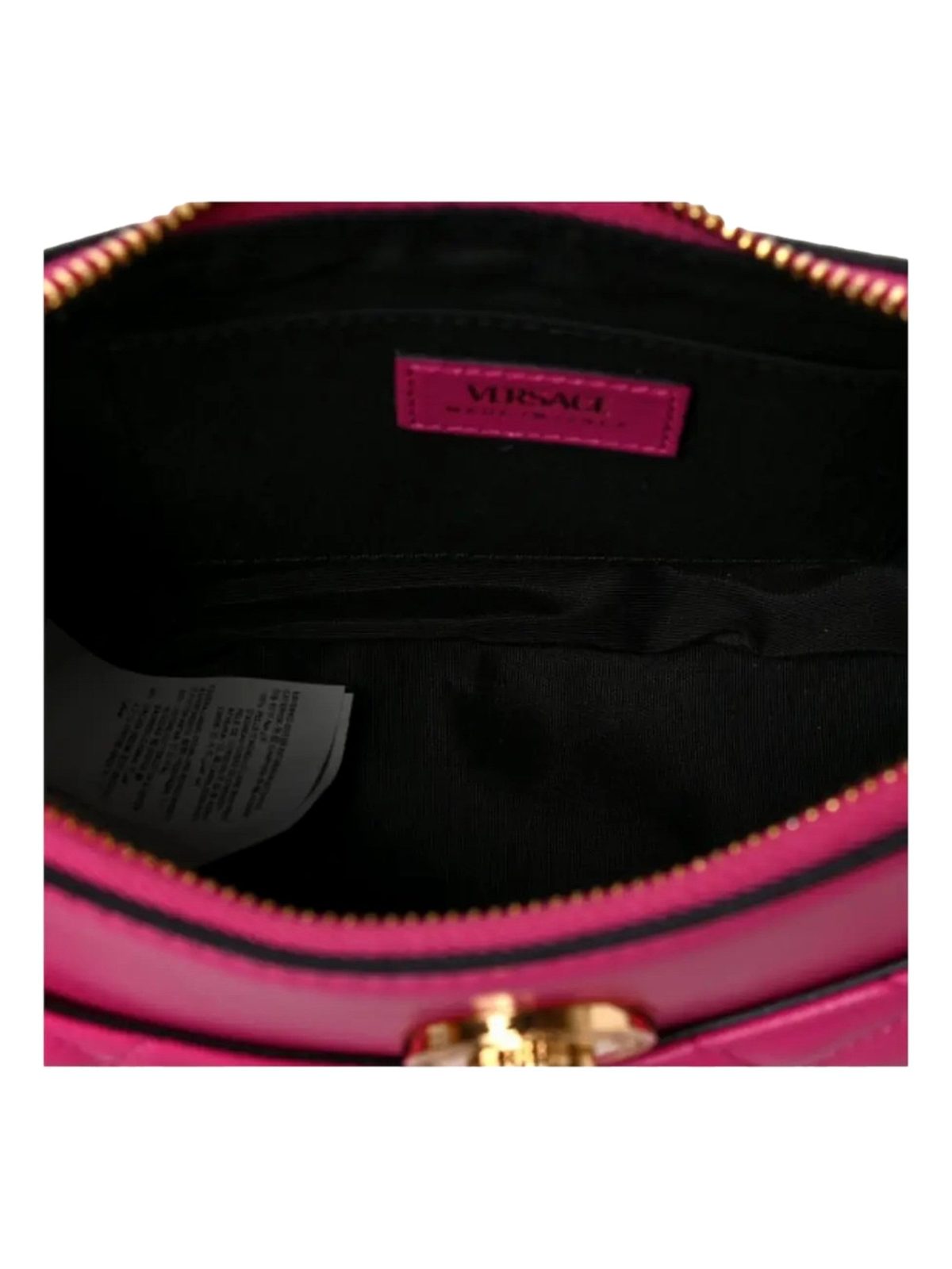 Versace La Medusa Pink Quilted Leather Half Moon Bag Gold Chain Crossbody