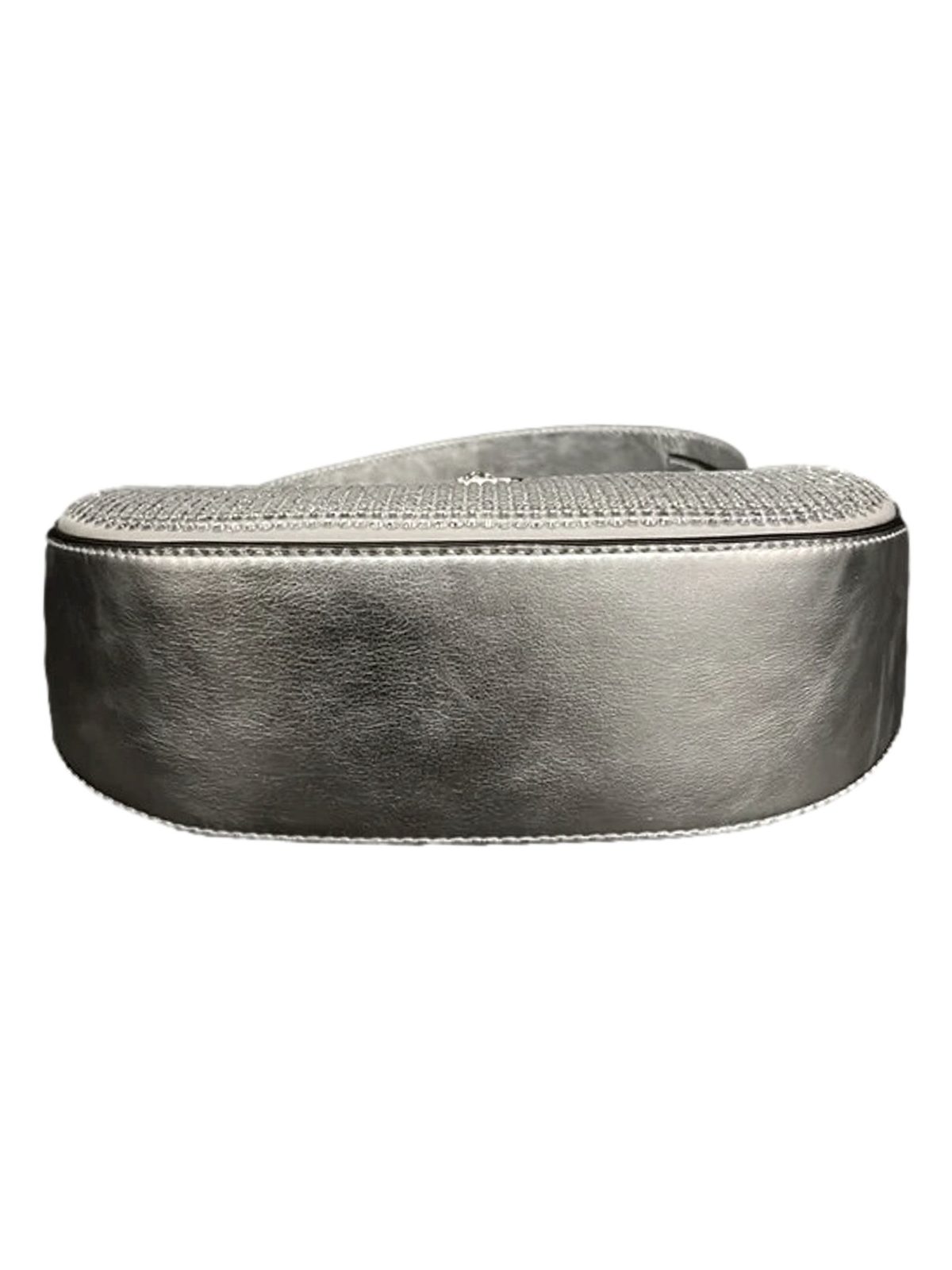 Versace La Medusa Crystal Half Moon Hobo Shoulder Crossbody Bag Silver