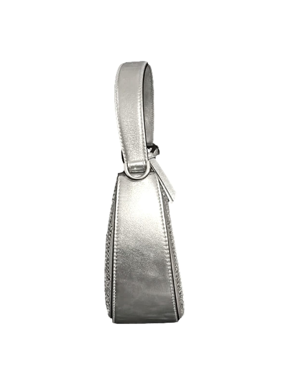 Versace La Medusa Crystal Half Moon Hobo Shoulder Crossbody Bag Silver