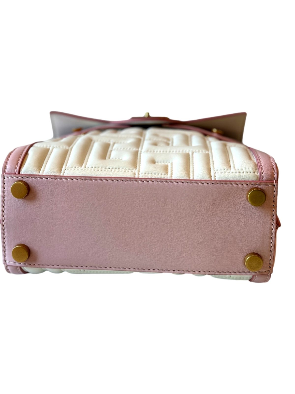 Balmain B-Buzz 23 Pink White Quilted Leather Tote Bag