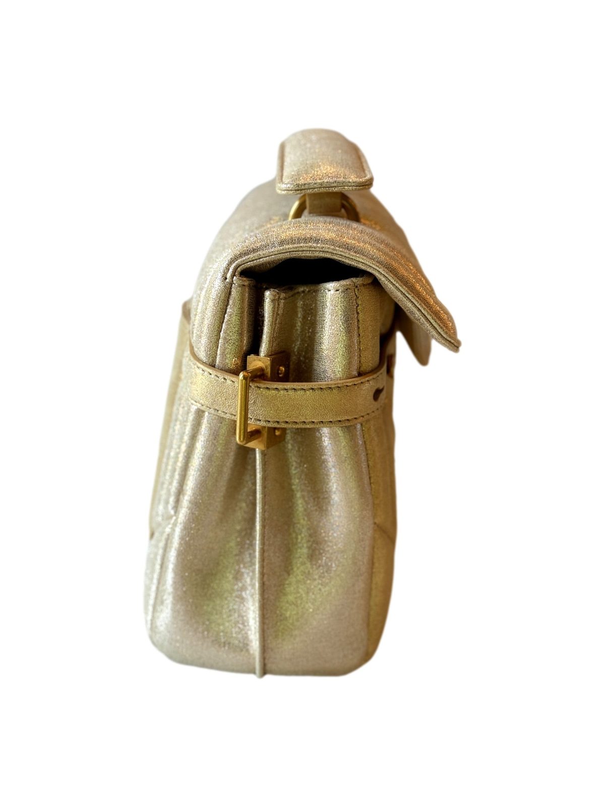 Balmain B-Buzz 23 Metallic Gold Tote Crossbody Shoulder Bag Calf Leather