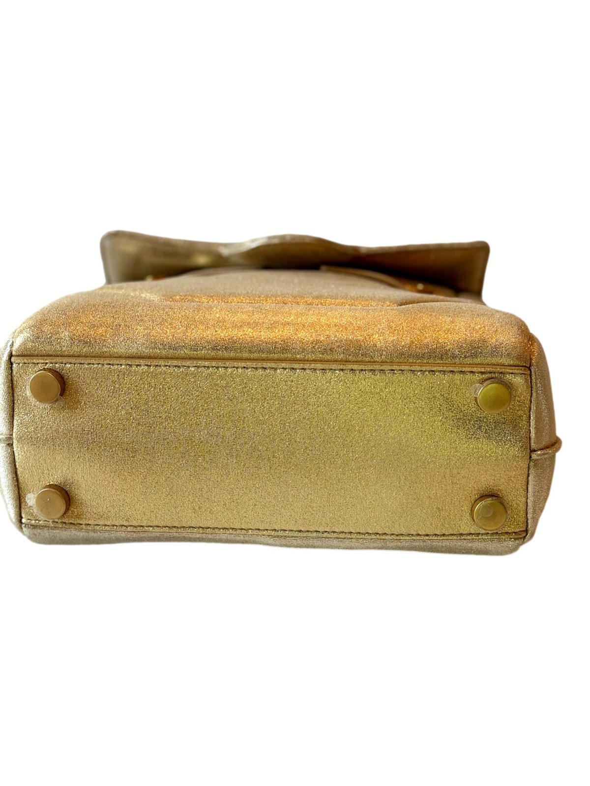 Balmain B-Buzz 23 Metallic Gold Tote Crossbody Shoulder Bag Calf Leather