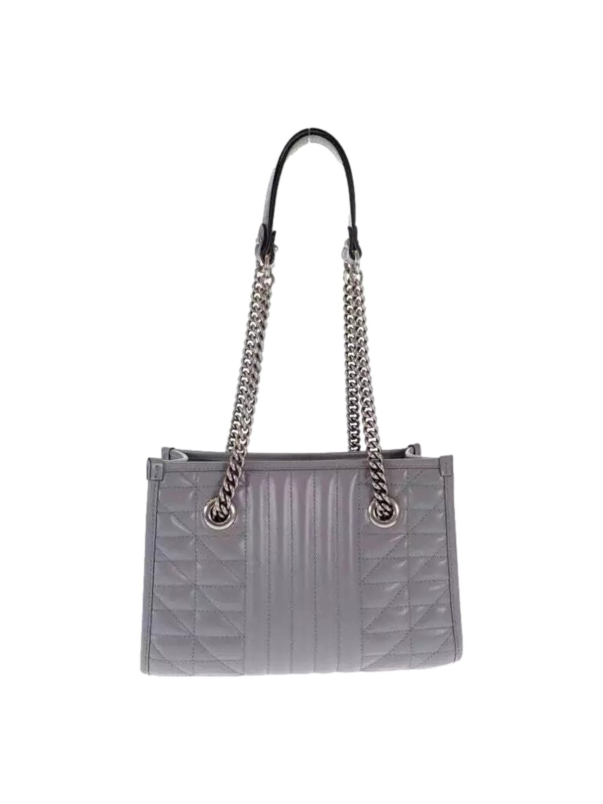 Gucci GG Marmont Silver Medium Chain Shoulder Tote Bag Gray Leather