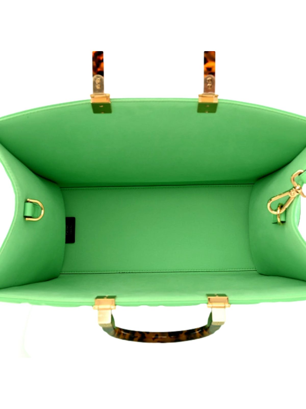 Fendi Sunshine Medium FF Embossed Leather Tote Edamame Green