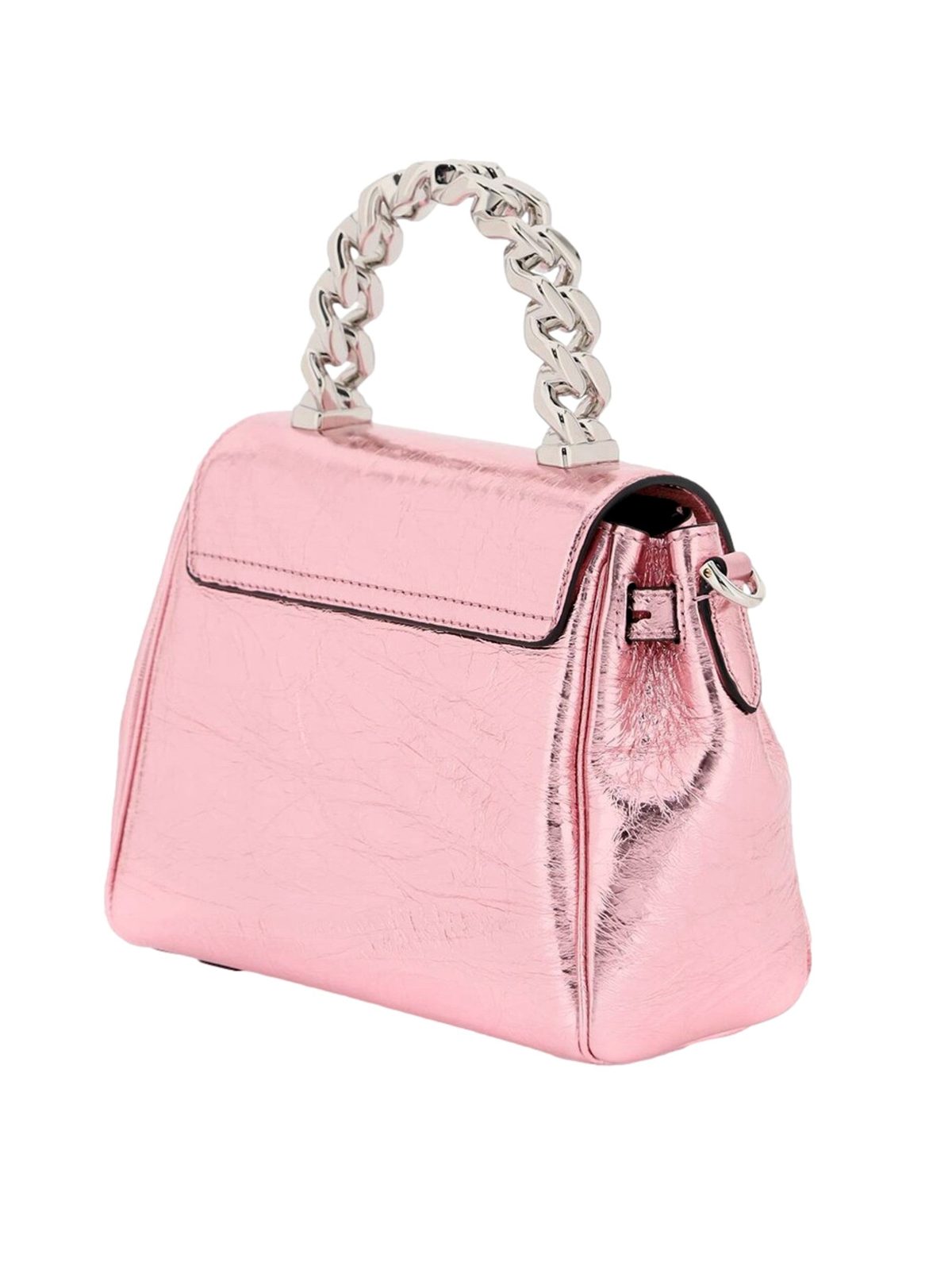 Versace La Medusa Metallic Pink Mini Top Handle Bag Chain Crossbody