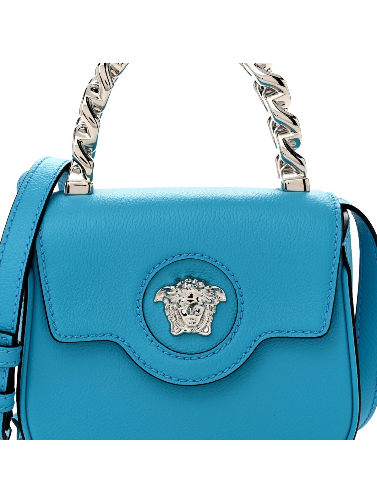 Versace Blue La Medusa Mini Top-Handle Bag Leather Crossbody