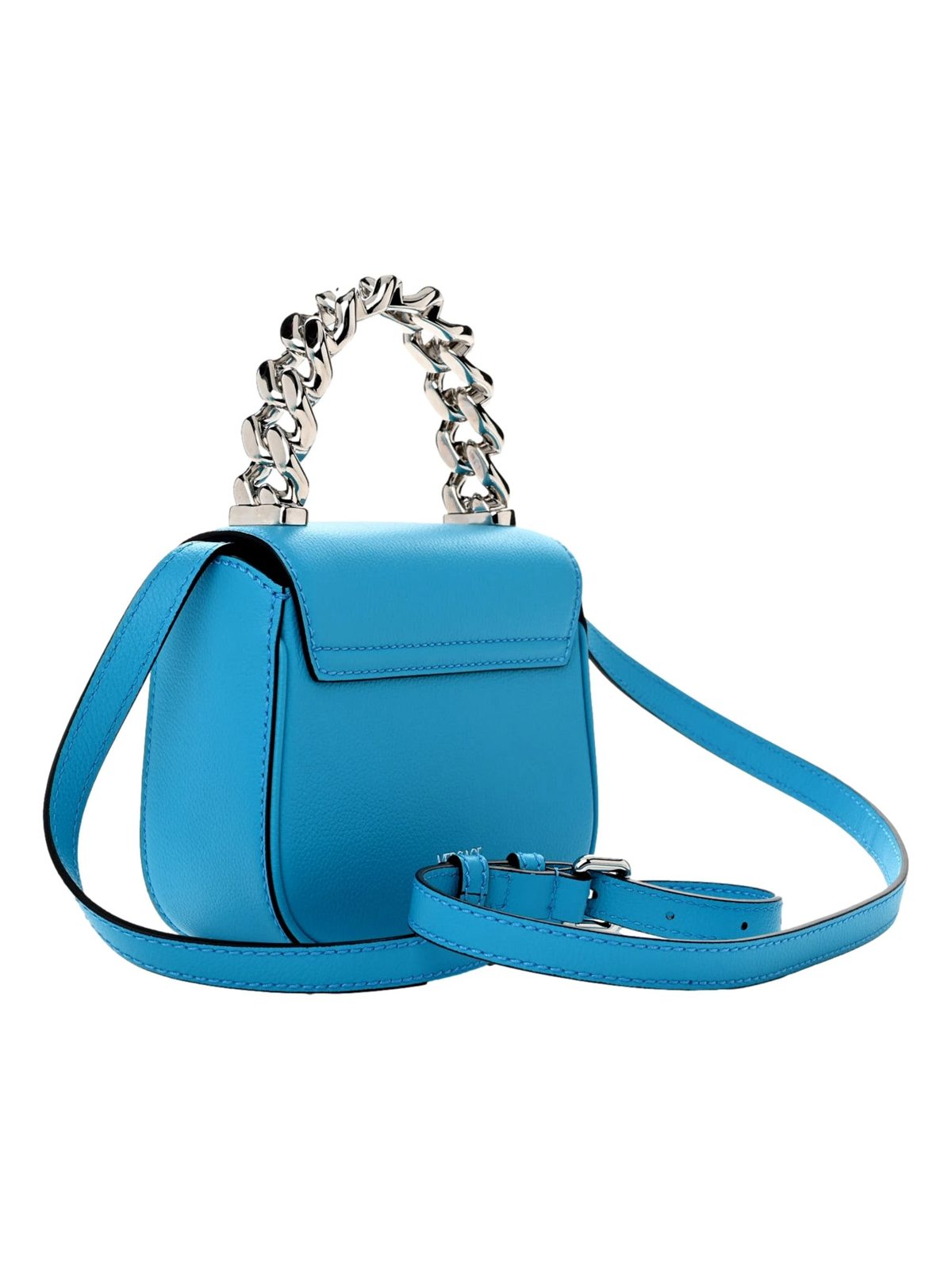Versace Blue La Medusa Mini Top-Handle Bag Leather Crossbody