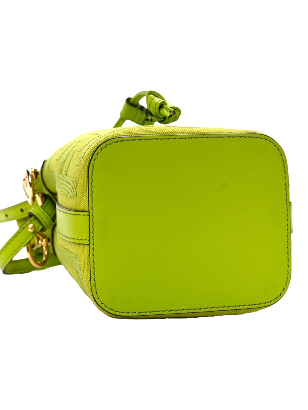 Fendi Mon Tresor Mini Wasabi Green FF Canvas Bucket Bag Crossbody