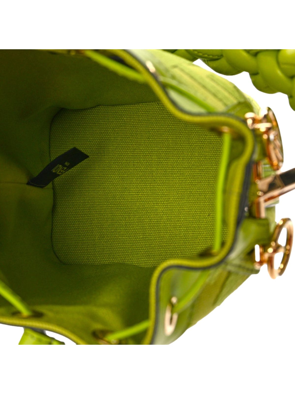 Fendi Mon Tresor Mini Wasabi Green FF Canvas Bucket Bag Crossbody