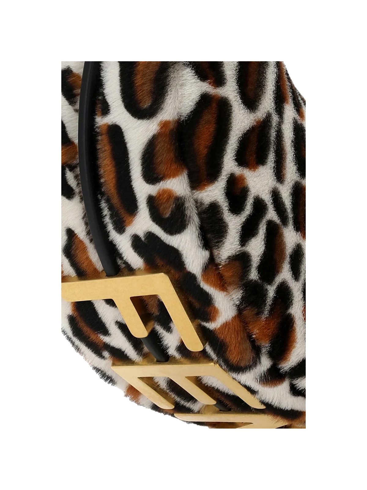 Fendi Fendigraphy Lamb Fur Animal Print Shoulder Bag Gold Hardware