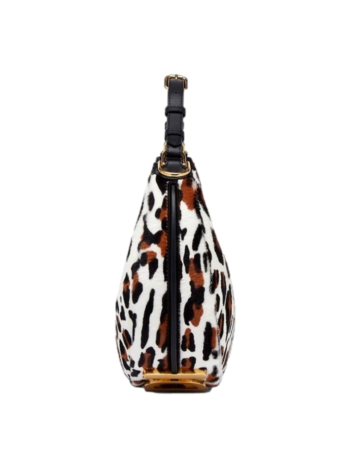 Fendi Fendigraphy Lamb Fur Animal Print Shoulder Bag Gold Hardware