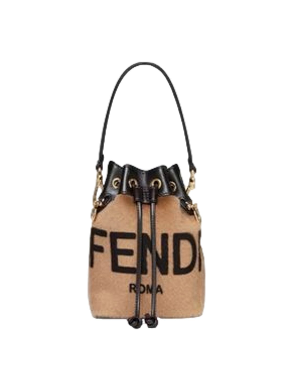 Fendi Mon Tresor Mini Shearling Bucket Bag Brown Lamb Fur Crossbody
