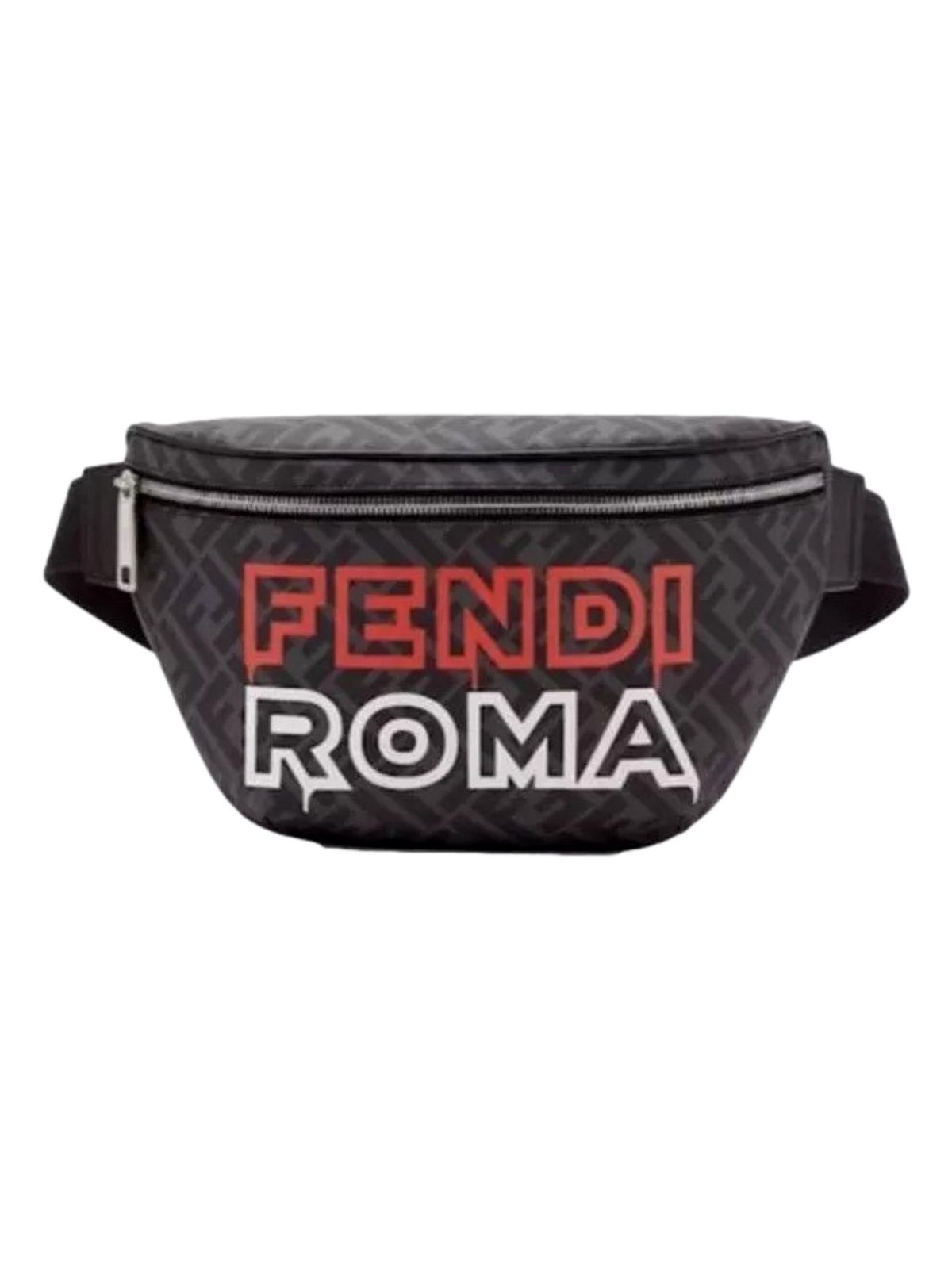 Fendi Roma Fendigraphy Nero and Rosso Leather Belt Bag