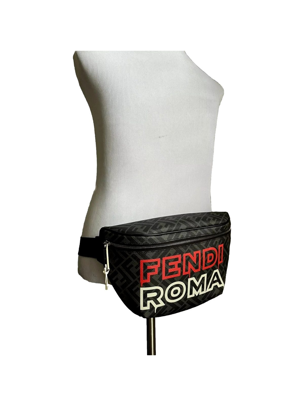 Fendi Roma Fendigraphy Nero and Rosso Leather Belt Bag