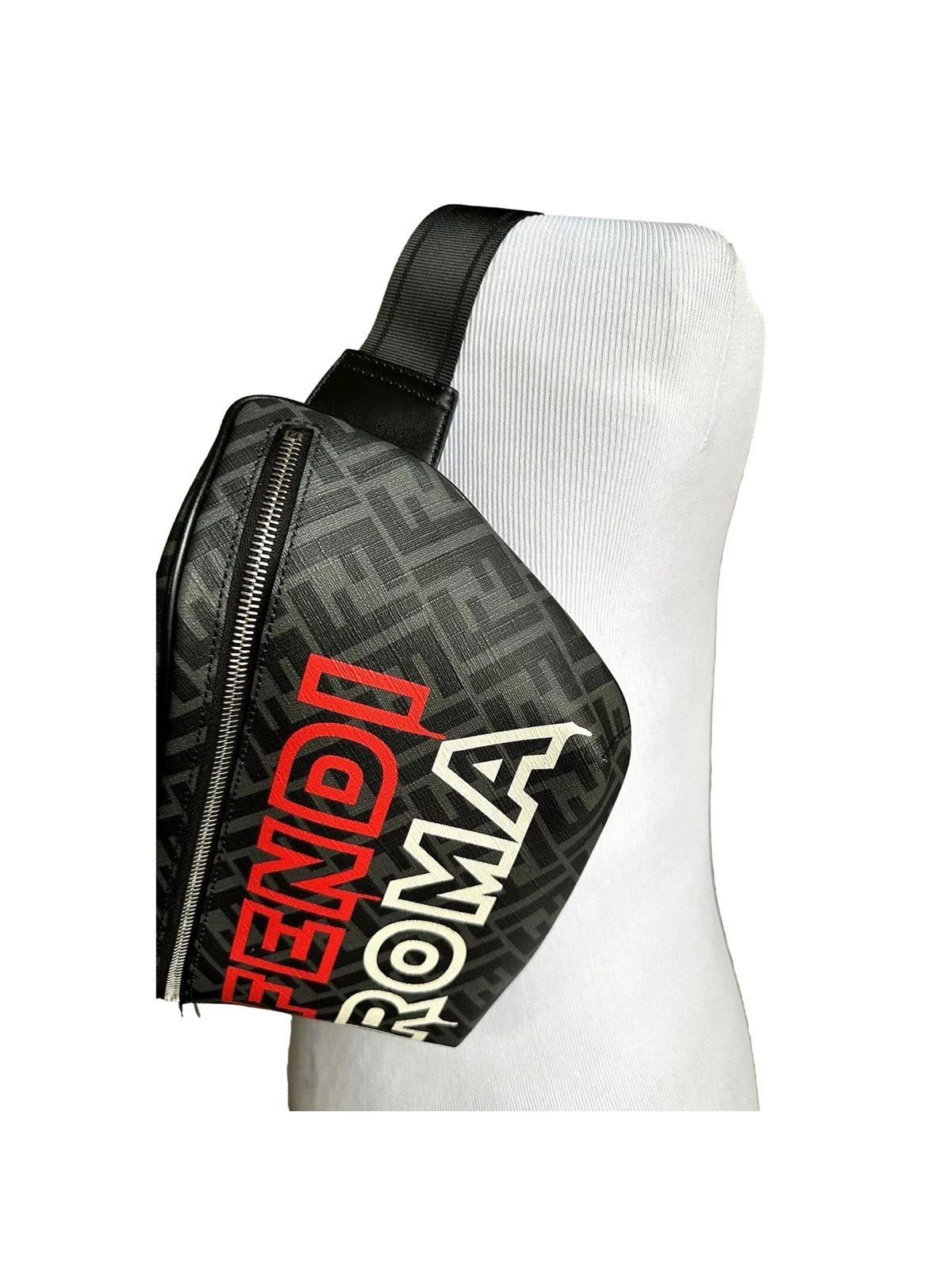 Fendi Roma Fendigraphy Nero and Rosso Leather Belt Bag