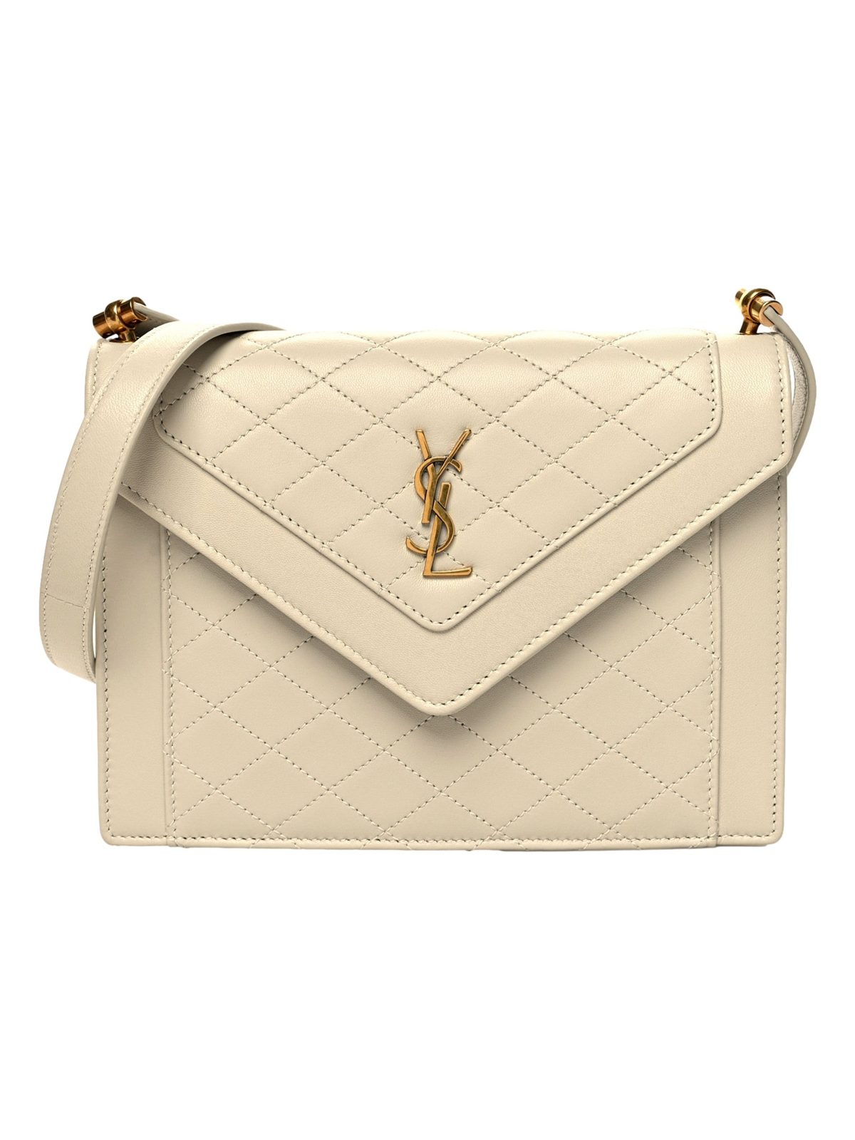 Saint Laurent Gabby Ivory Crema Quilted Lambskin Shoulder Bag