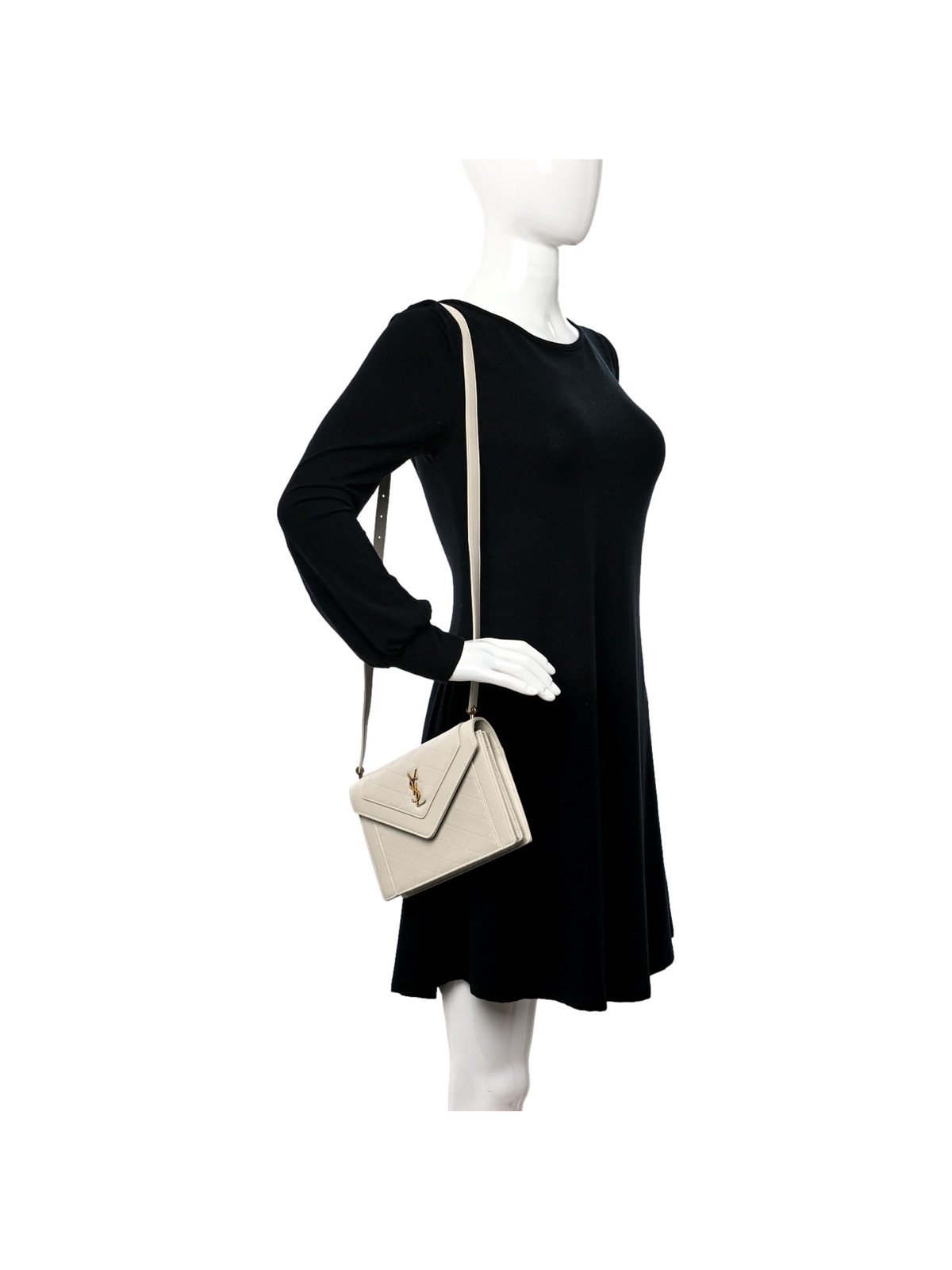 Saint Laurent Gabby Ivory Crema Quilted Lambskin Shoulder Bag