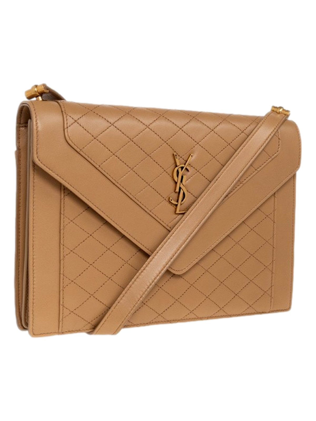 Saint Laurent Gaby Quilted Lambskin Shoulder Bag Beige