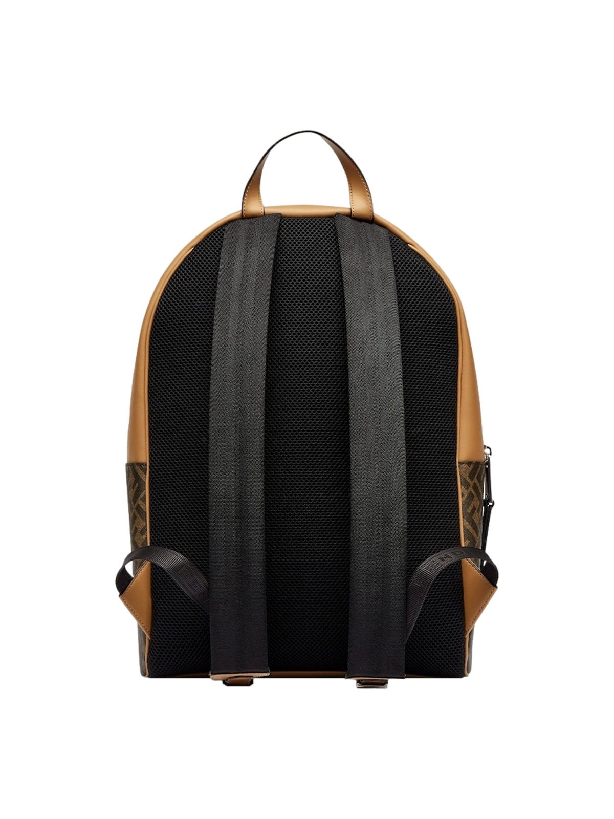 Fendi Diagonal FF Logo Backpack Black Canvas Leather Trim