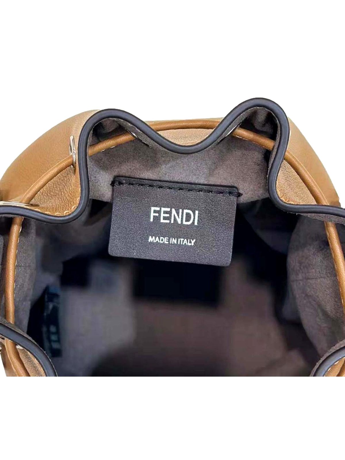 Fendi Calfskin F is 3D Flower Mini Mon Tresor Bucket Bag Brown Tan