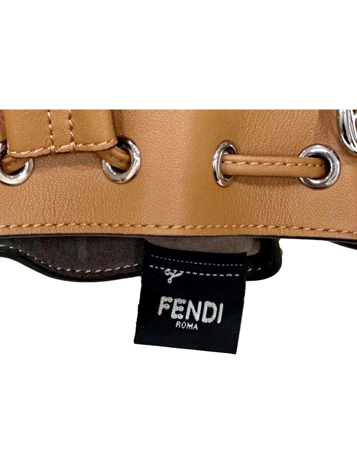 Fendi Calfskin F is 3D Flower Mini Mon Tresor Bucket Bag Brown Tan