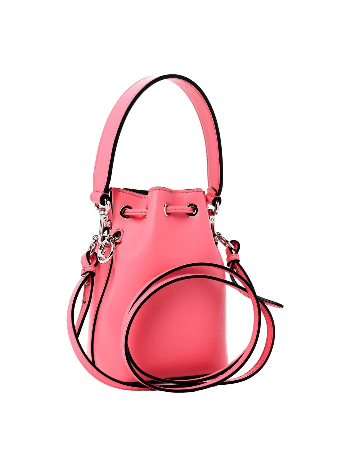 Fendi Mon Tresor Mini Bucket Bag Pink Calfskin Leather 3D Flower