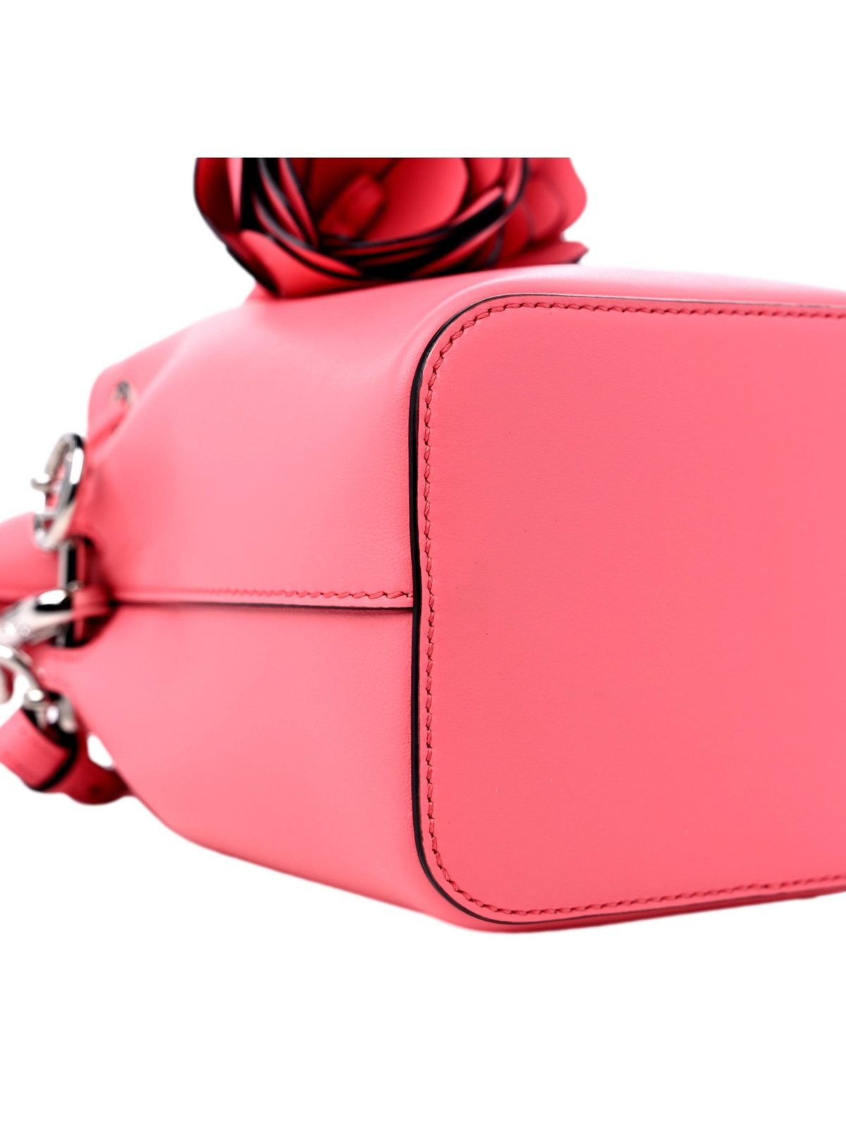 Fendi Mon Tresor Mini Bucket Bag Pink Calfskin Leather 3D Flower