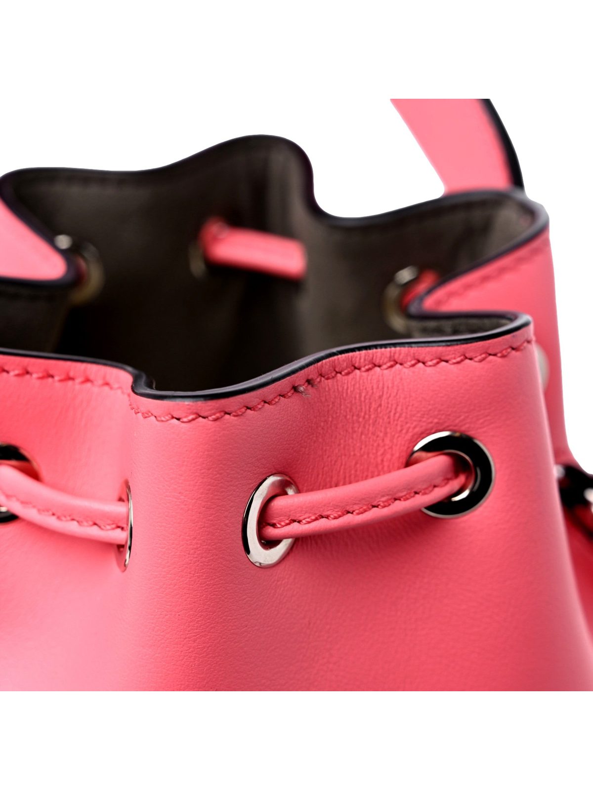 Fendi Mon Tresor Mini Bucket Bag Pink Calfskin Leather 3D Flower