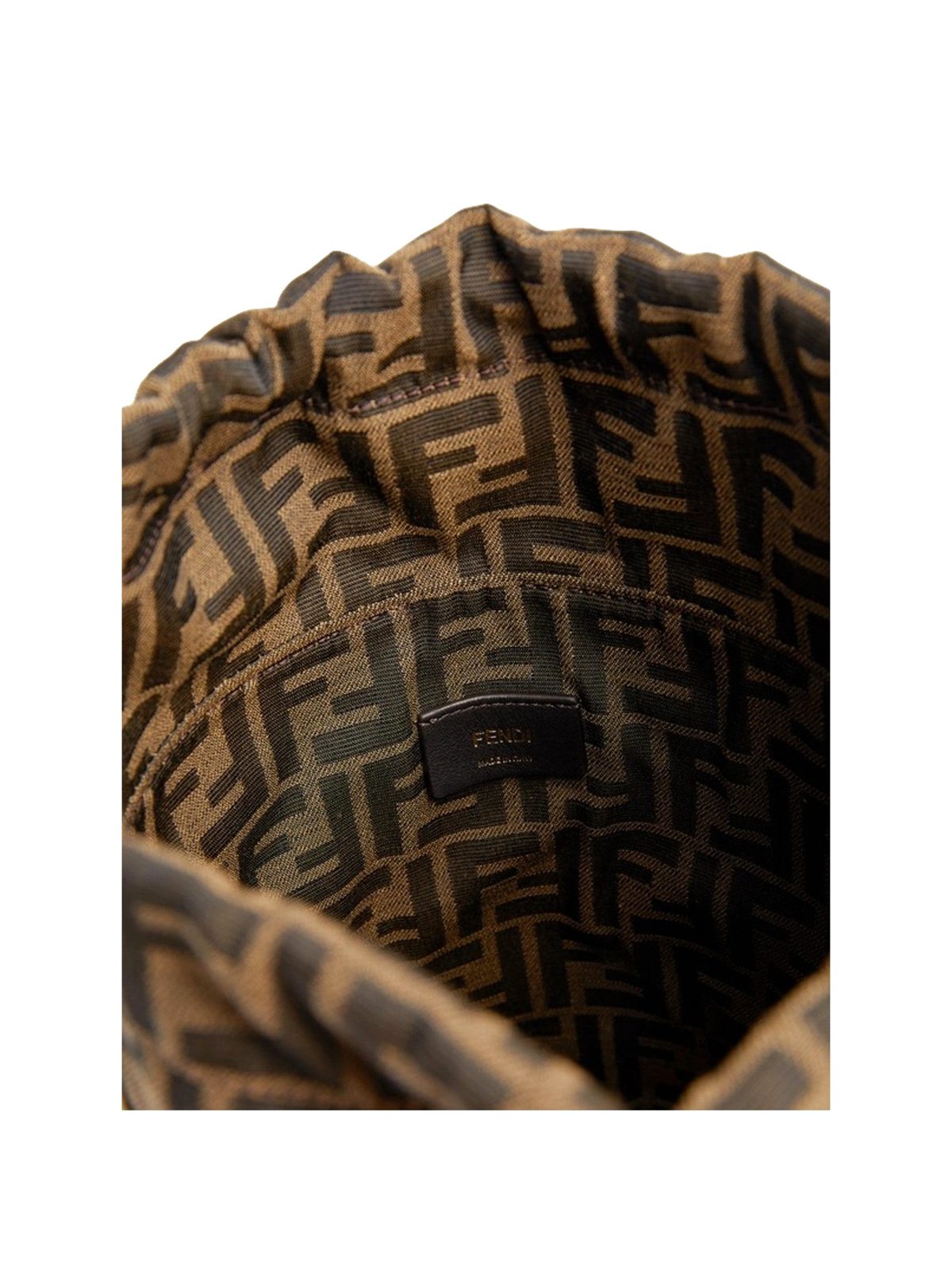 Fendi Step Out Straw and Canvas Medium Bucket Bag FF Monogram
