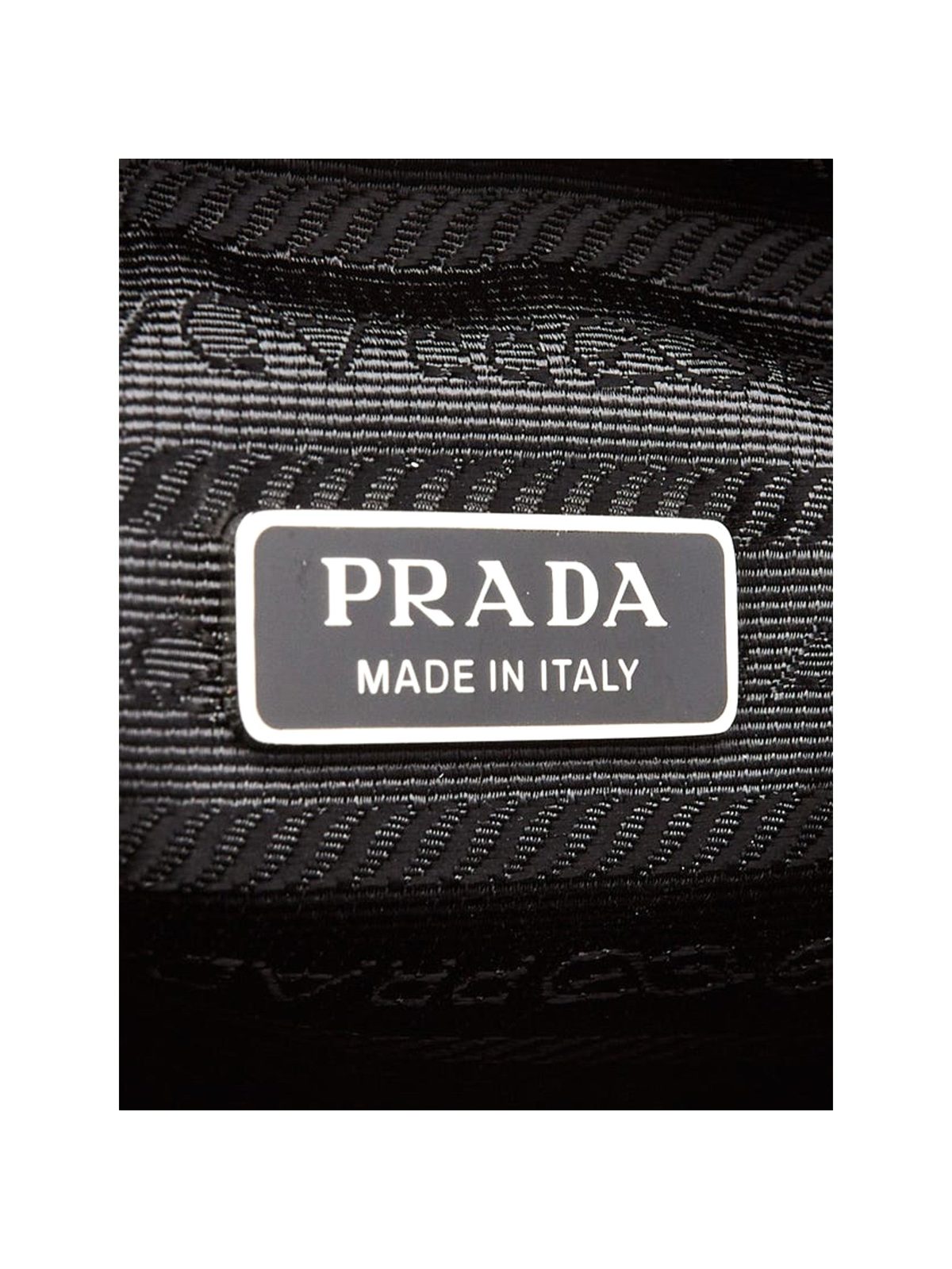 Prada Grace Triangle Leather Pouch Clutch Bag with Embossed Logo Nero Black
