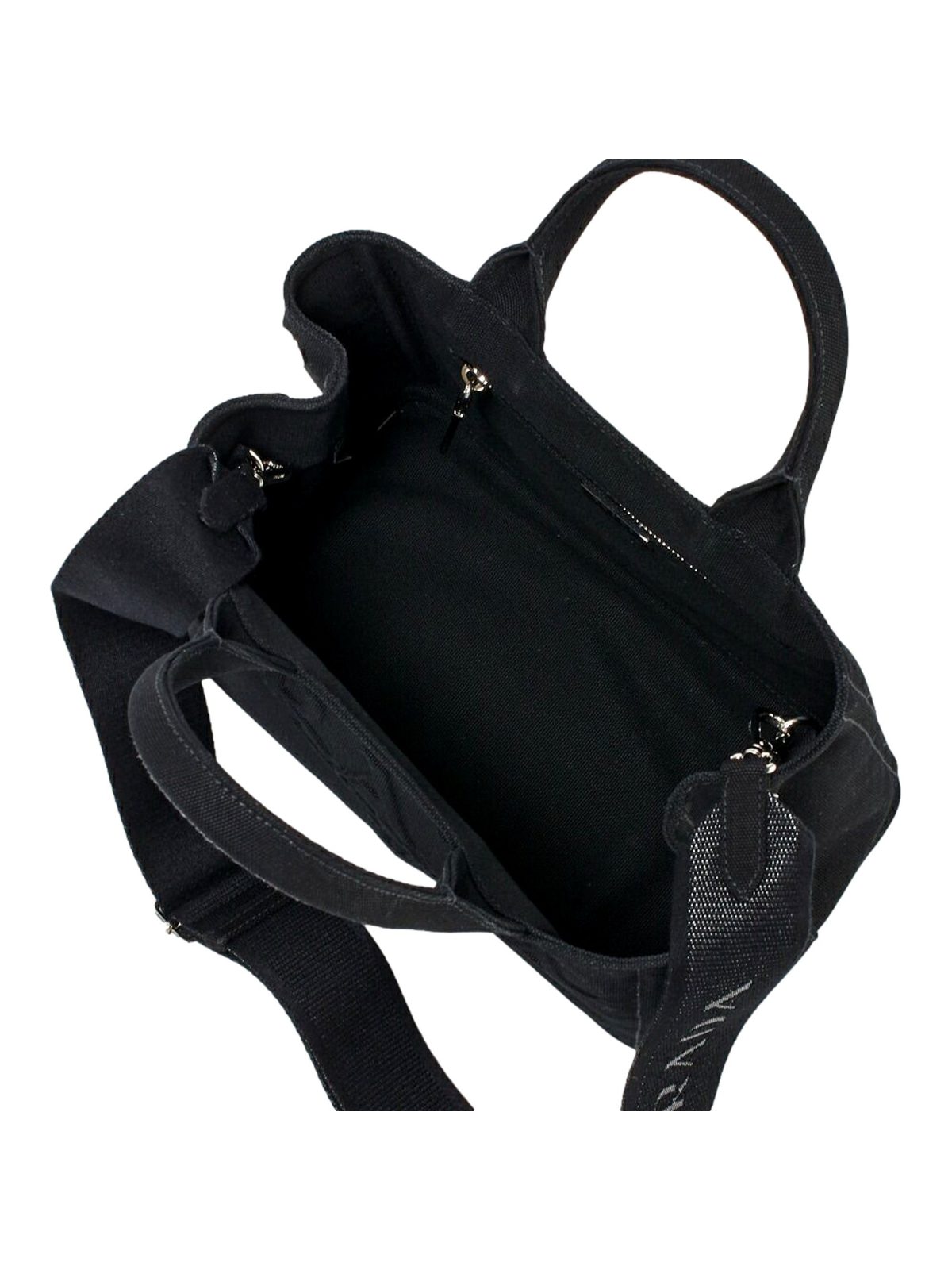 Prada Canapa Black Canvas Logo Tote Handbag Medium