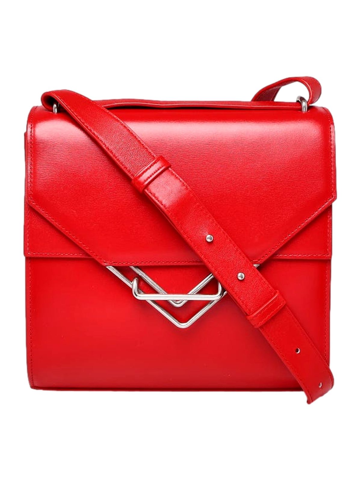 Bottega Veneta The Clip Chili Red Calfskin Leather Shoulder Crossbody Bag