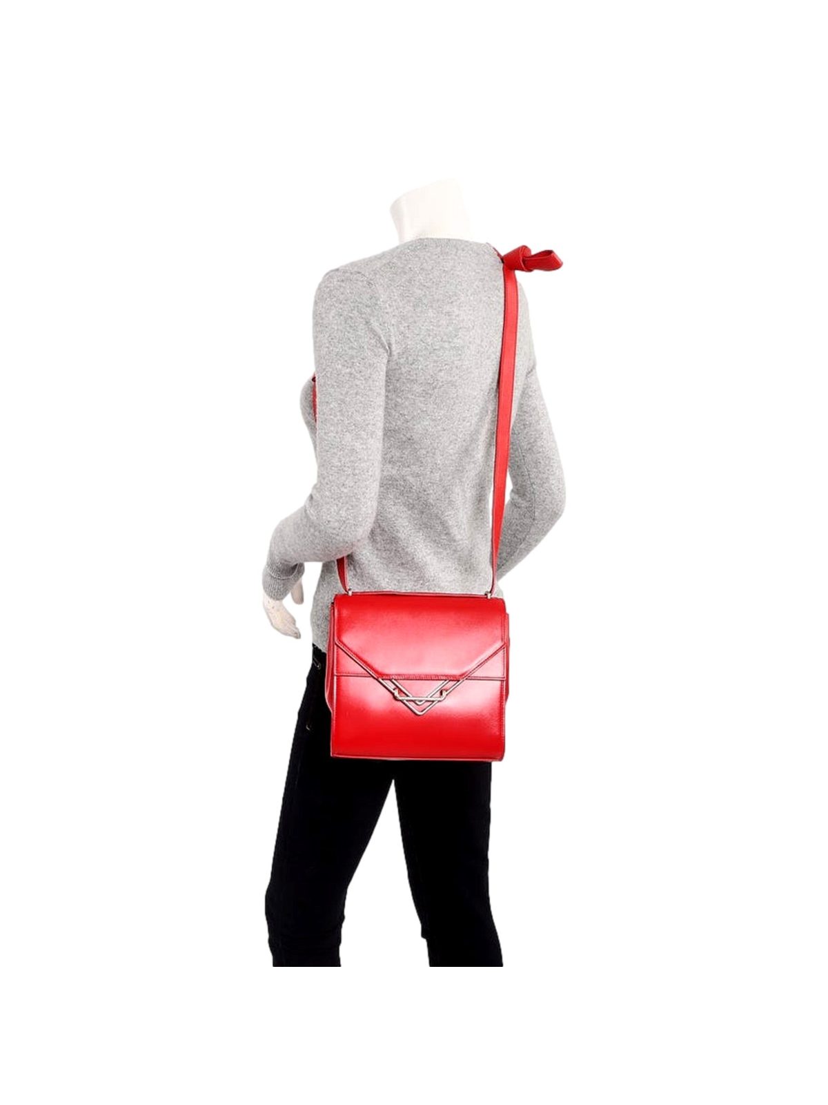Bottega Veneta The Clip Chili Red Calfskin Leather Shoulder Crossbody Bag