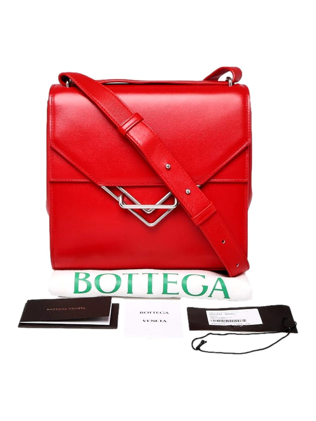 Bottega Veneta The Clip Chili Red Calfskin Leather Shoulder Crossbody Bag