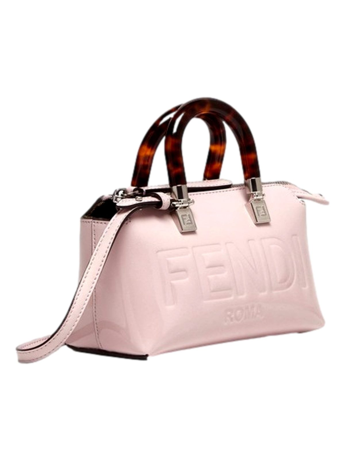 Fendi By The Way Mini Boston Bag Light Pink Patent Leather Top Handle